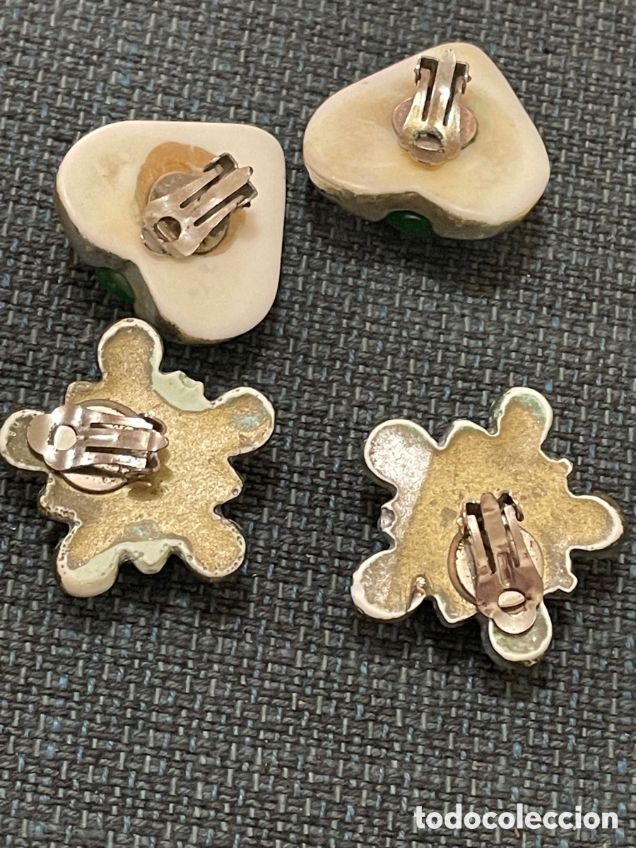 Joyeria: Dos pares de pendientes vintage ( pl&aacute;stico ) - Foto 6