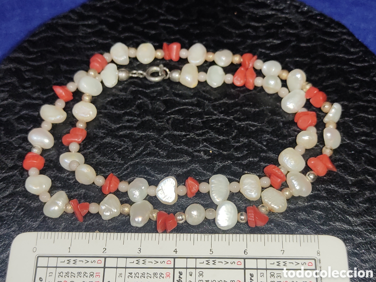 Joyeria: Collar de perlas y trocitos de coral.Vintage. - Foto 3