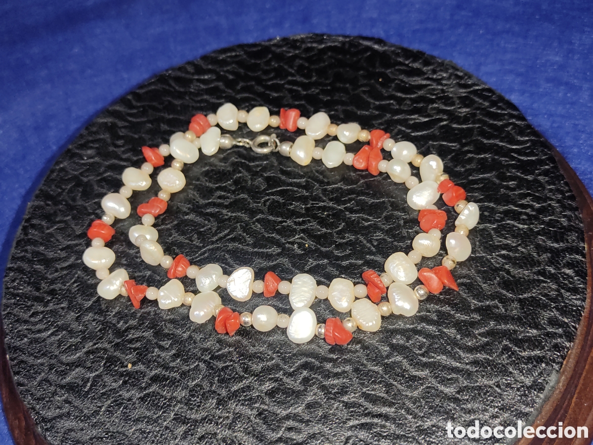 Joyeria: Collar de perlas y trocitos de coral.Vintage. - Foto 4
