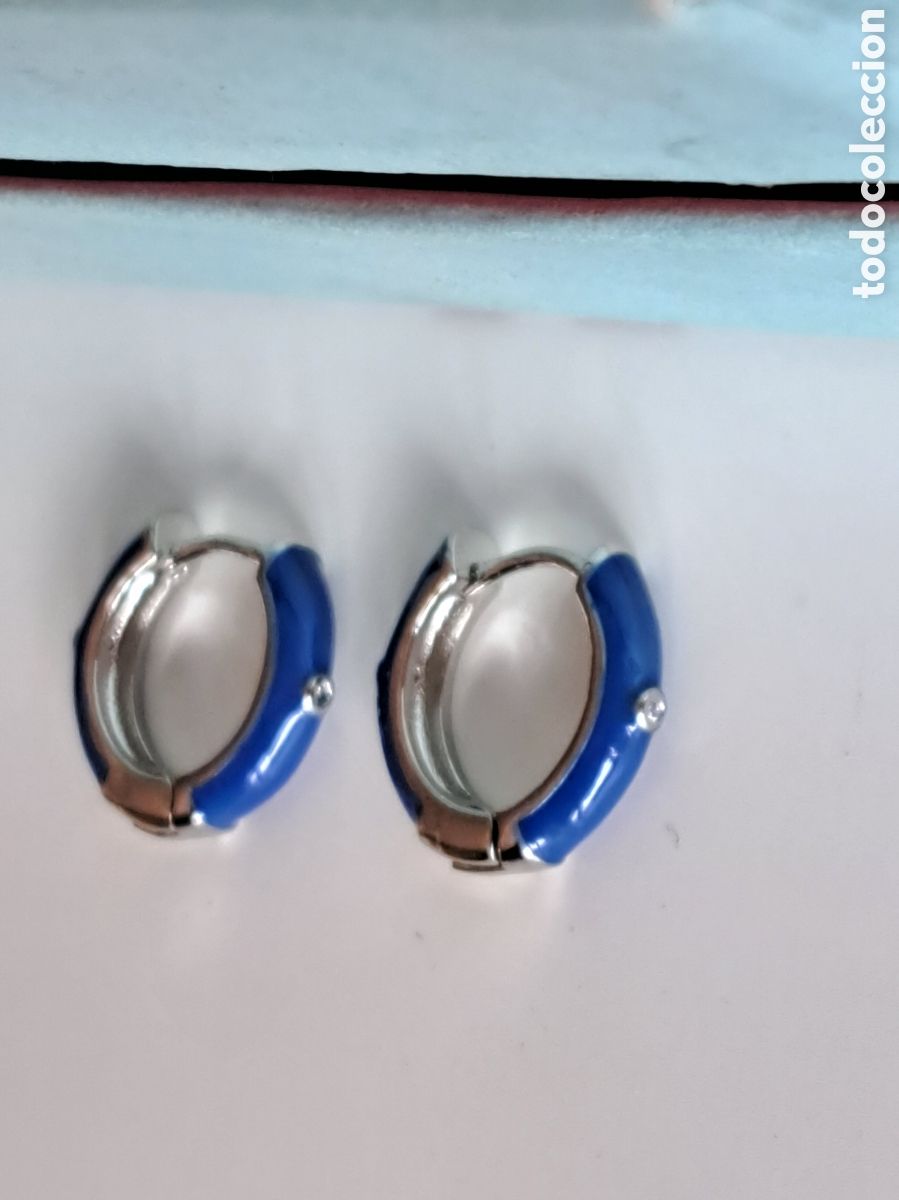Joyeria: PRECIOSOS PENDIENTES DE PLATA Y ESMALTE AZUL . REF S4 C PENDIENTES - Foto 1