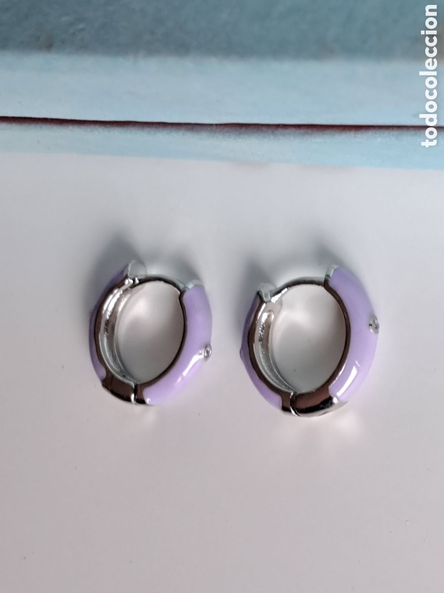 Joyeria: PRECIOSOS PENDIENTES DE PLATA Y ESMALTE LILA. REF S1 C PENDIENTES - Foto 1