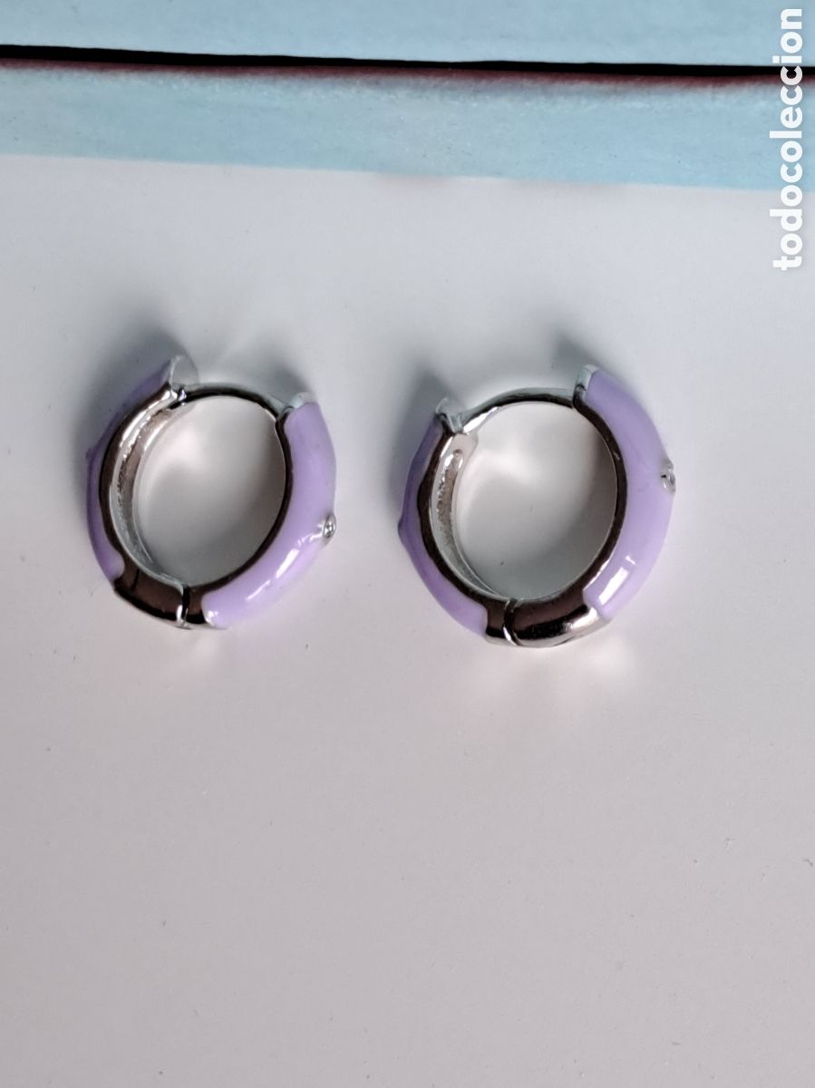Joyeria: PRECIOSOS PENDIENTES DE PLATA Y ESMALTE LILA. REF S1 C PENDIENTES - Foto 2