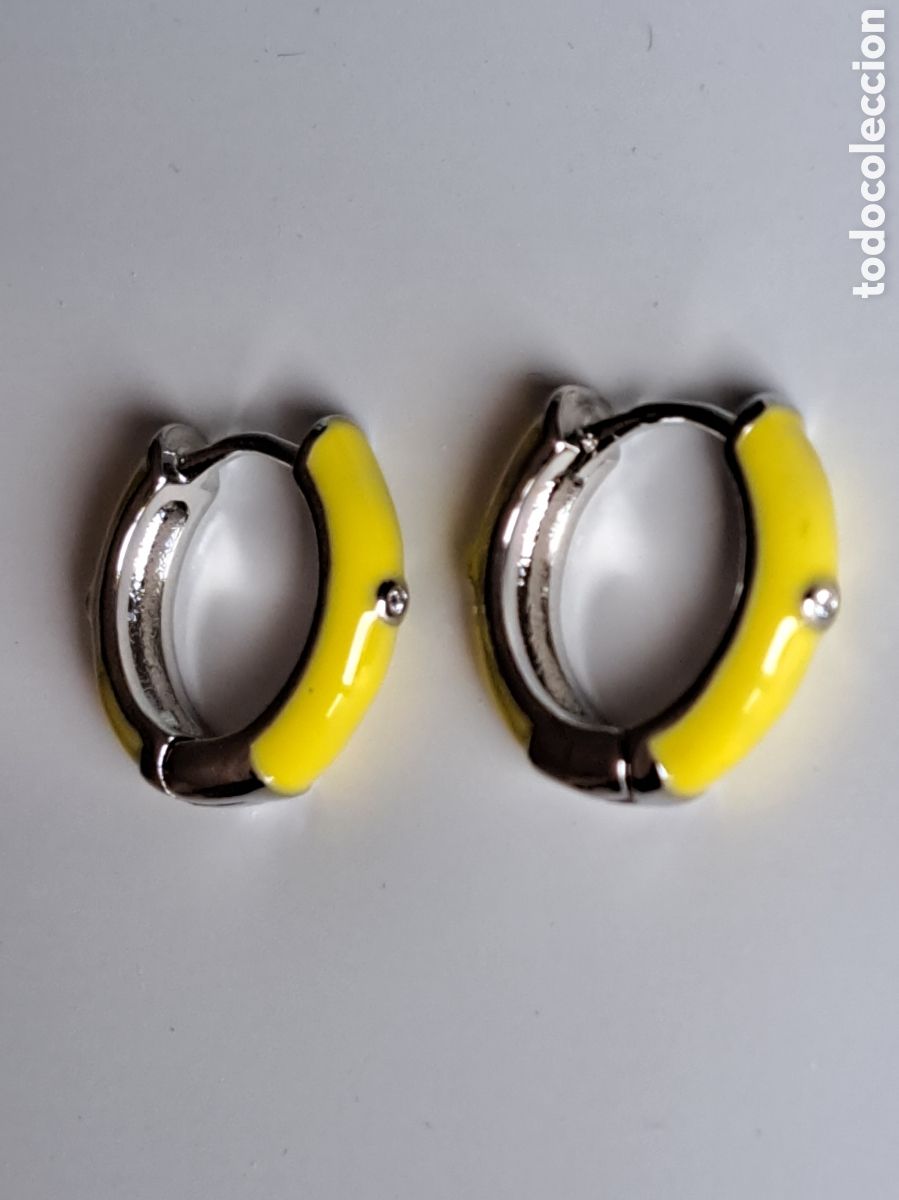 Joyeria: PRECIOSOS PENDIENTES DE PLATA Y ESMALTE AMARILLO. REF S3 C PENDIENTES - Foto 1