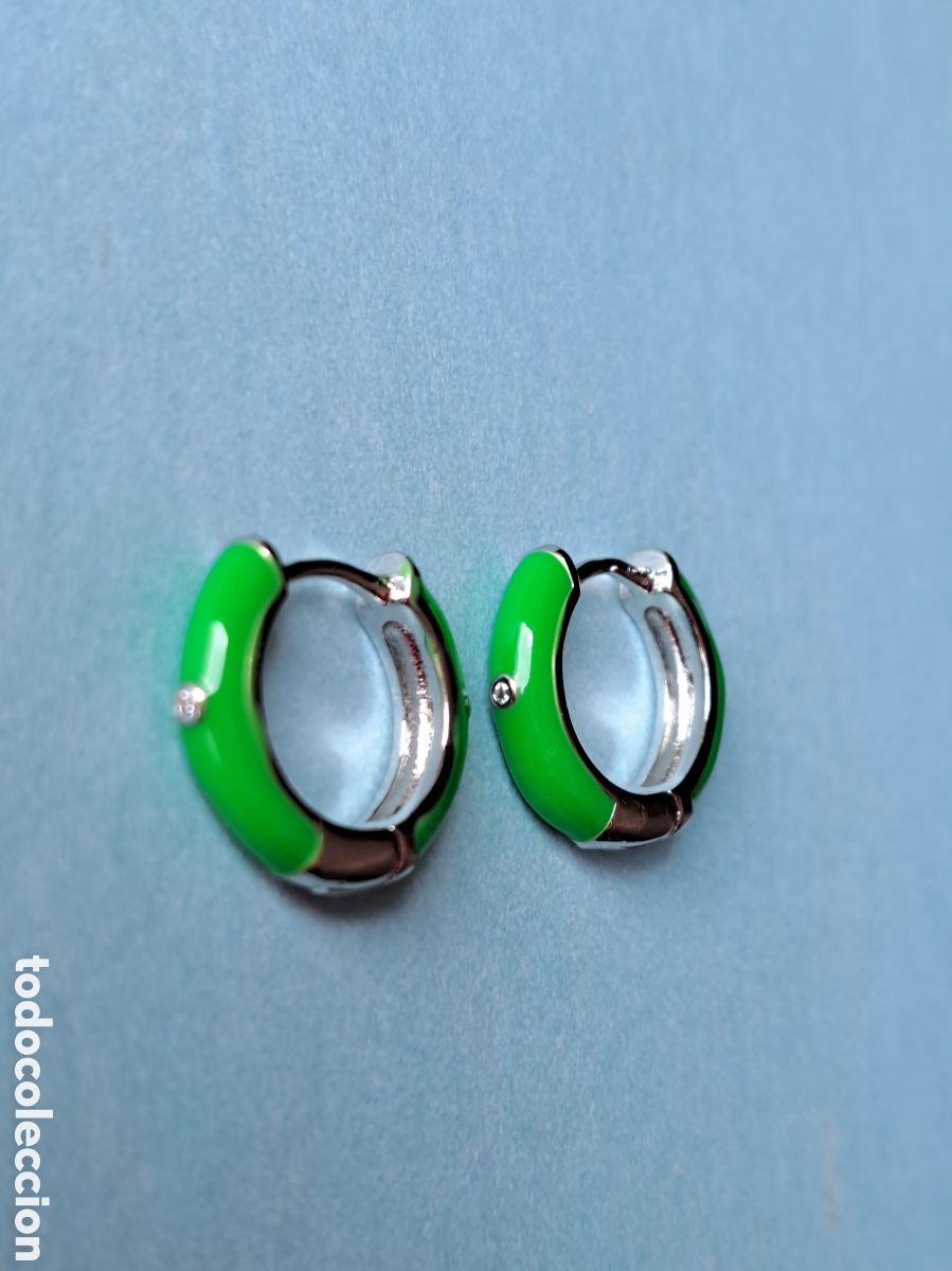 Joyeria: PRECIOSOS PENDIENTES DE PLATA Y ESMALTE VERDE. REF S4 C PENDIENTES - Foto 4