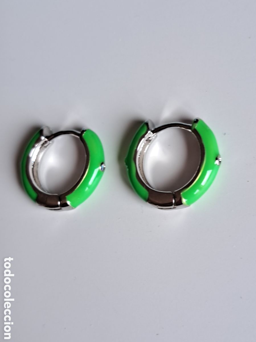 Joyeria: PRECIOSOS PENDIENTES DE PLATA Y ESMALTE VERDE. REF S4 C PENDIENTES - Foto 1