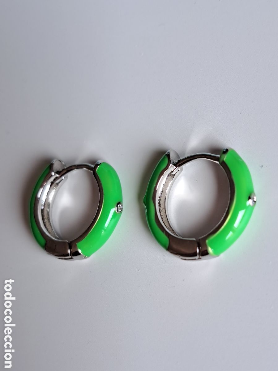 Joyeria: PRECIOSOS PENDIENTES DE PLATA Y ESMALTE VERDE. REF S4 C PENDIENTES - Foto 2