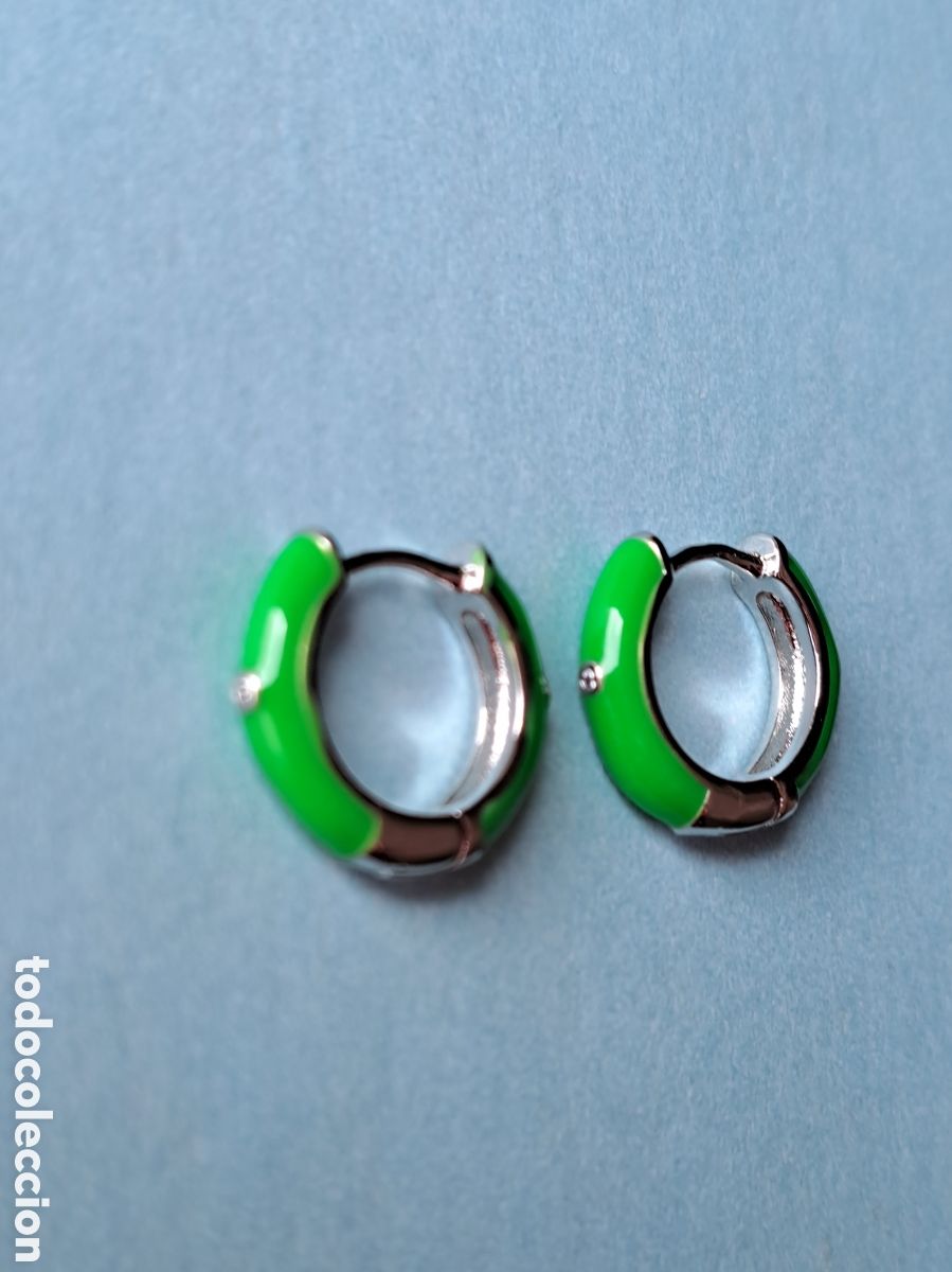 Joyeria: PRECIOSOS PENDIENTES DE PLATA Y ESMALTE VERDE. REF S4 C PENDIENTES - Foto 3
