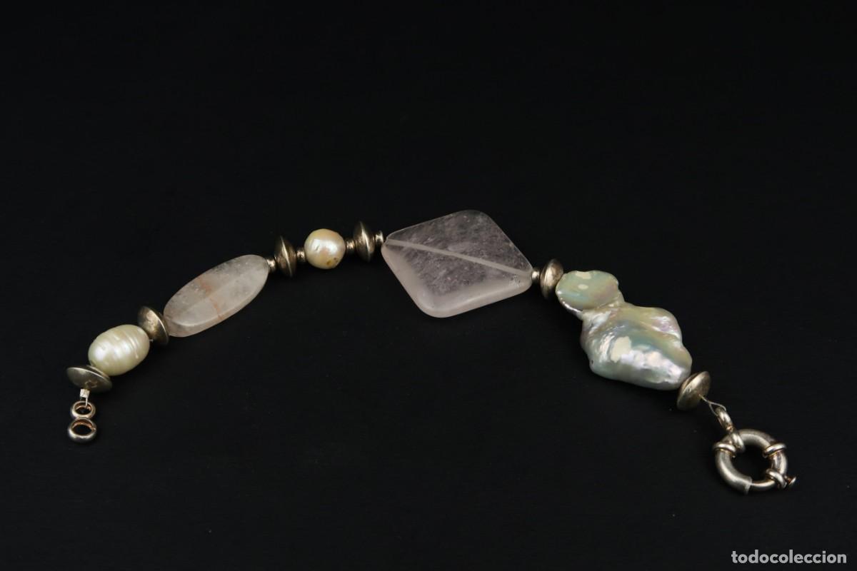 Joyeria: Antigua Pulsera de Plata Perlas y Cuarzo - Foto 4