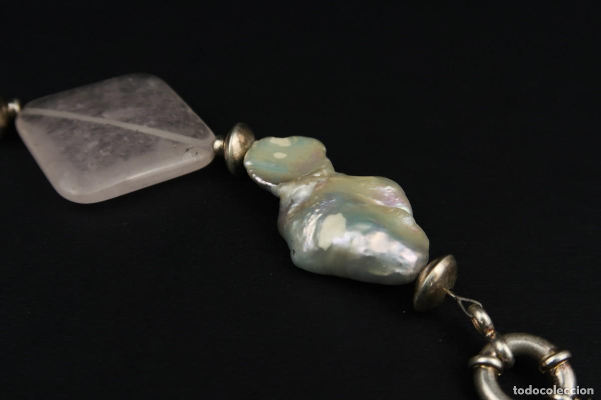 Joyeria: Antigua Pulsera de Plata Perlas y Cuarzo - Foto 6
