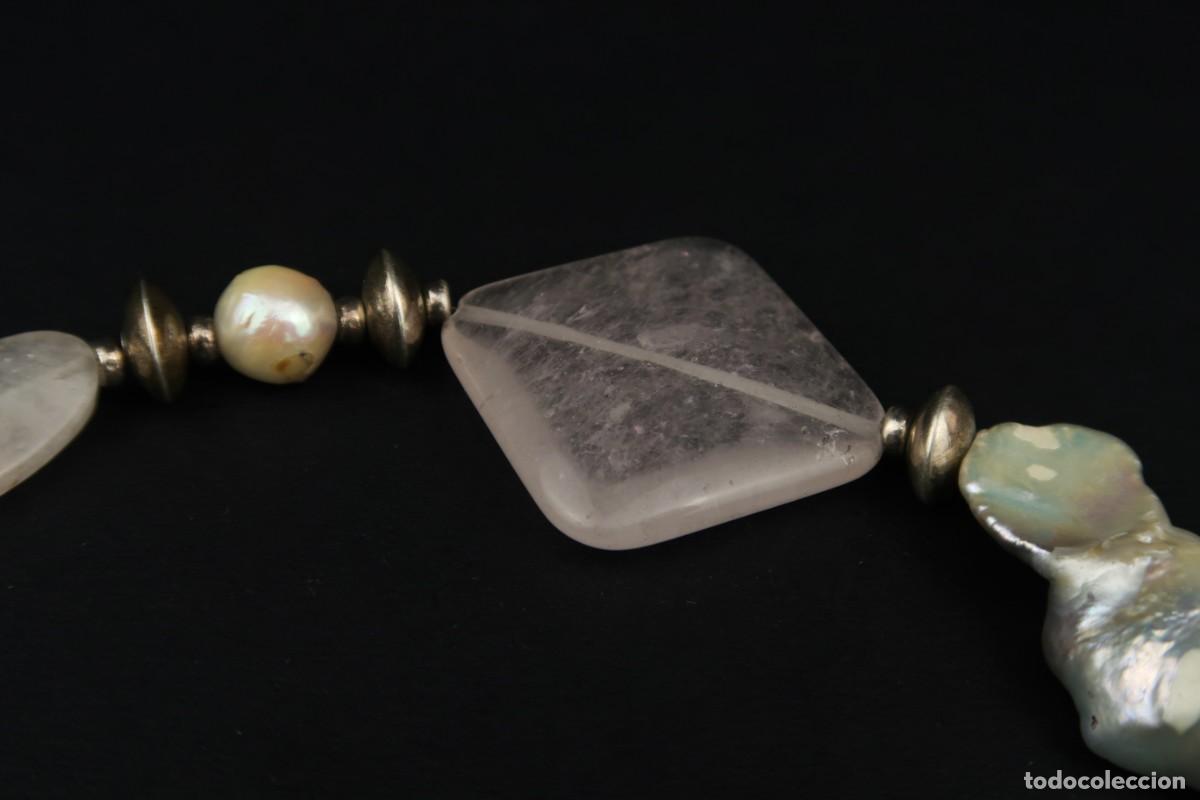 Joyeria: Antigua Pulsera de Plata Perlas y Cuarzo - Foto 7