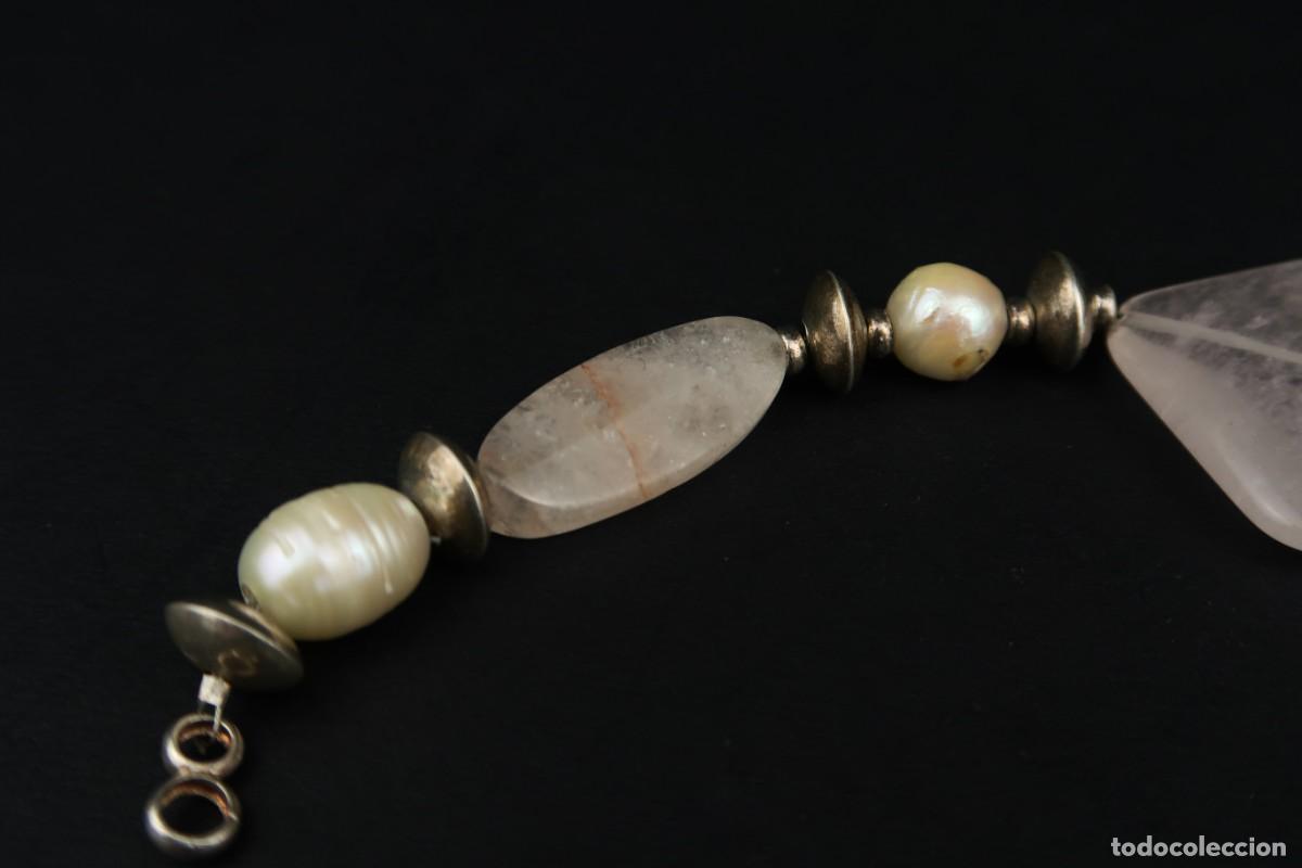 Joyeria: Antigua Pulsera de Plata Perlas y Cuarzo - Foto 8