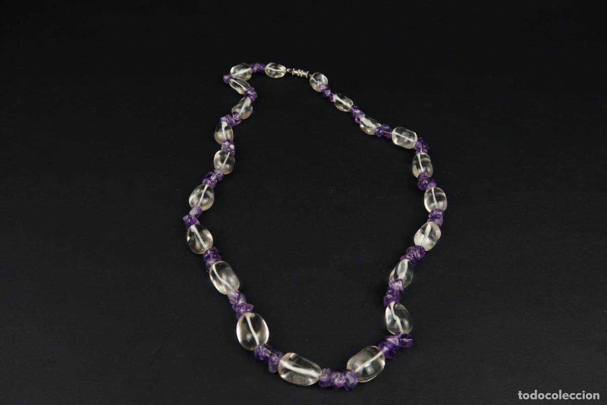 Joyeria: Antiguo Collar de Cristal de Roca y Amatista - Foto 2
