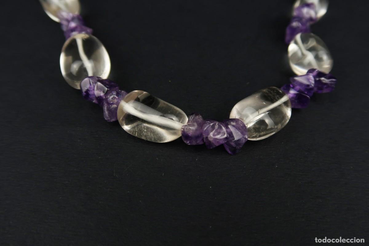 Joyeria: Antiguo Collar de Cristal de Roca y Amatista - Foto 3