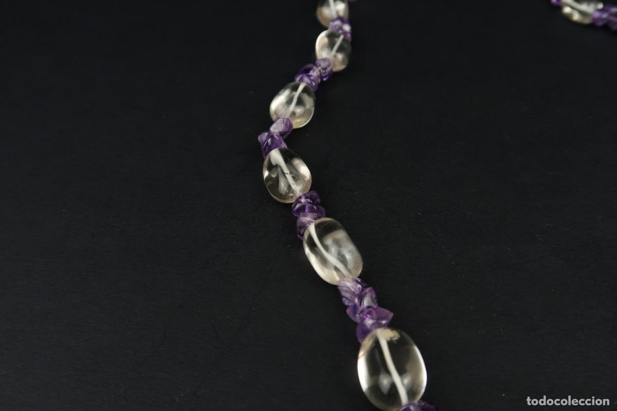 Joyeria: Antiguo Collar de Cristal de Roca y Amatista - Foto 4