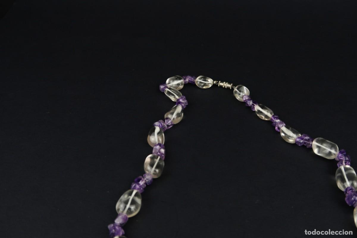 Joyeria: Antiguo Collar de Cristal de Roca y Amatista - Foto 5