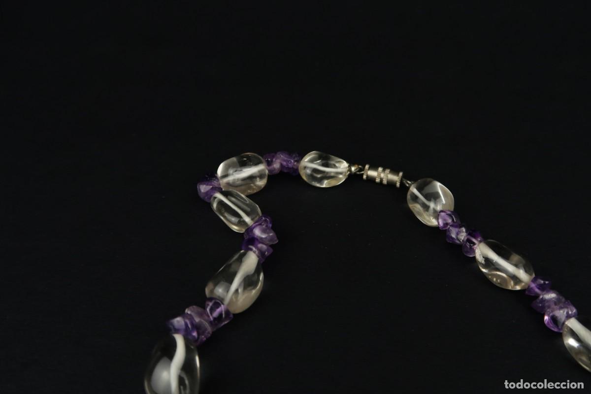 Joyeria: Antiguo Collar de Cristal de Roca y Amatista - Foto 6