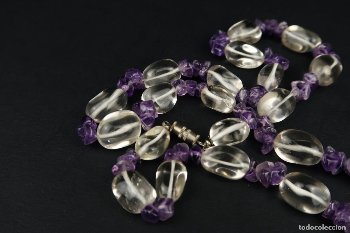 Joyeria: Antiguo Collar de Cristal de Roca y Amatista - Foto 12