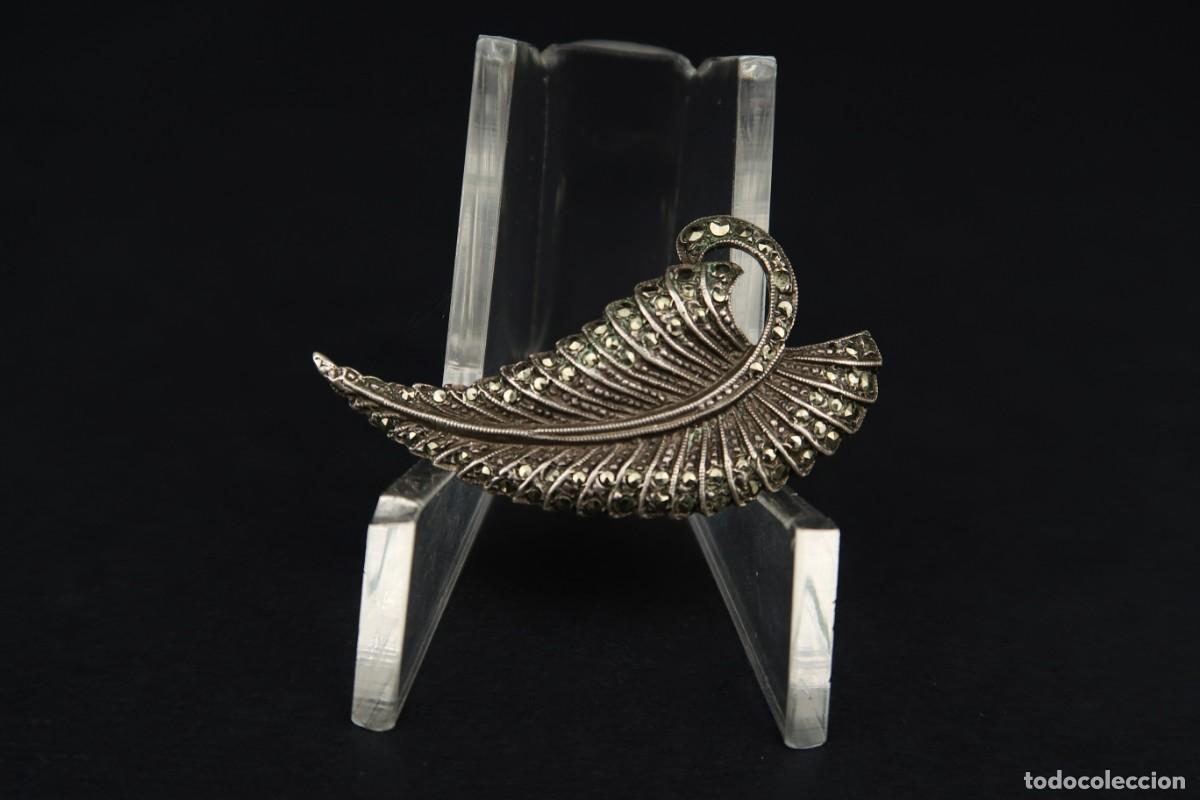 Joyeria: Antiguo Broche de Plata y Marcasitas - Foto 2