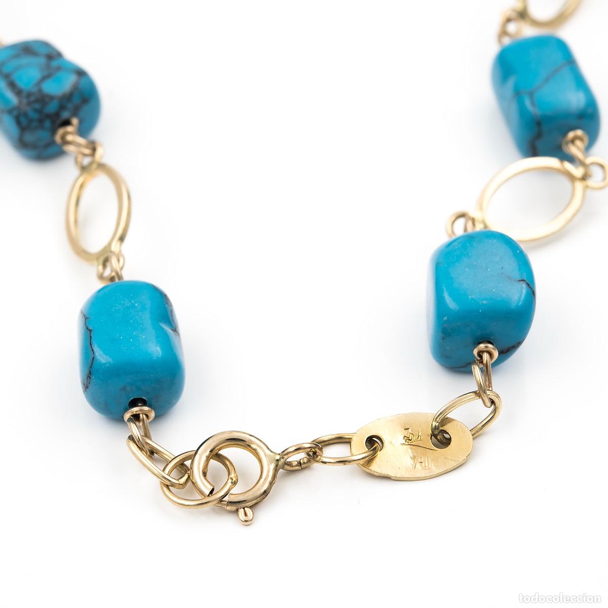 Joyeria: Pulsera, oro amarillo 9k y 7 turquesas naturales - Foto 4