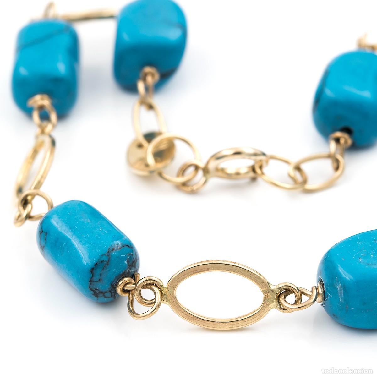 Joyeria: Pulsera, oro amarillo 9k y 7 turquesas naturales - Foto 5