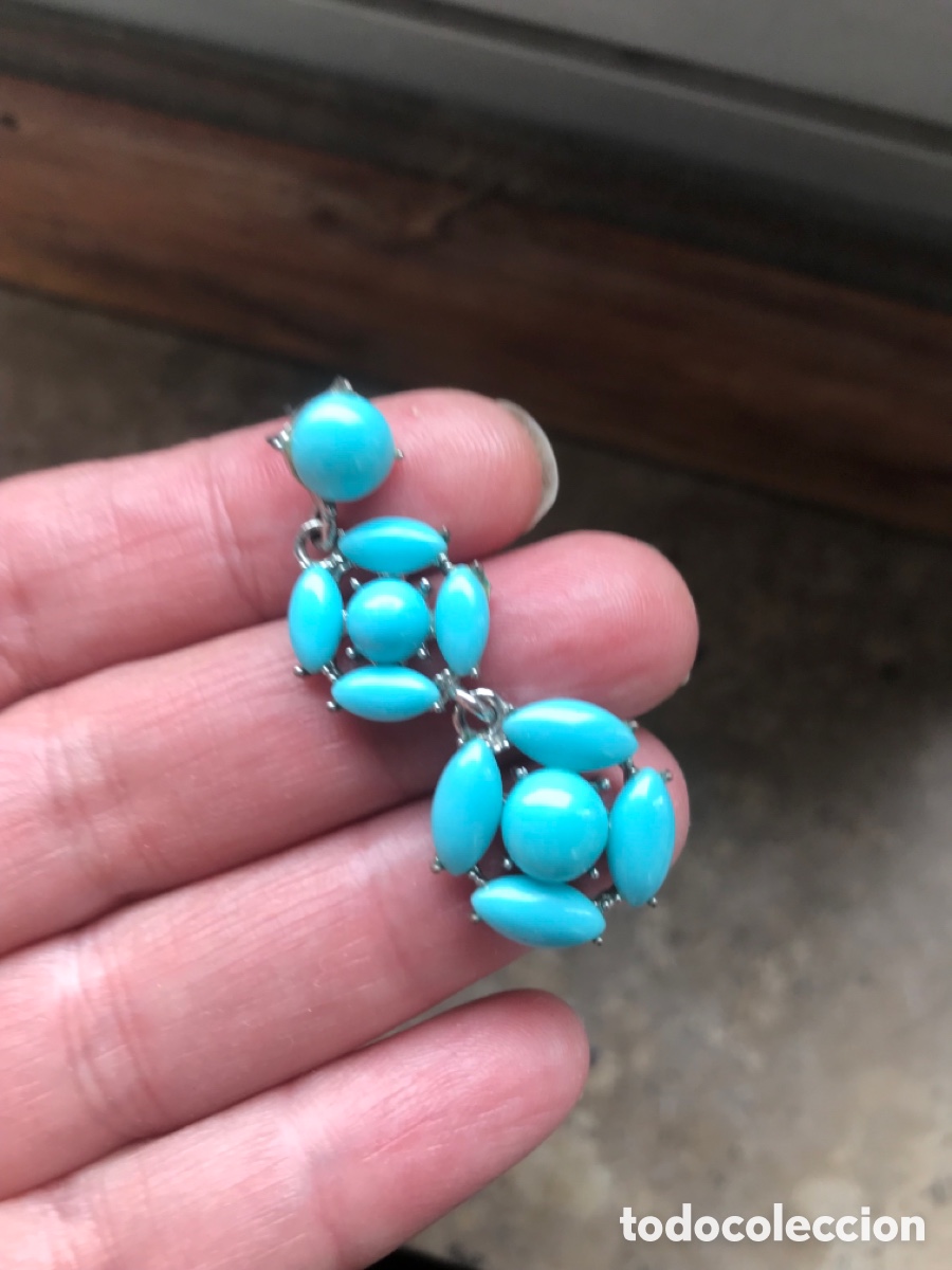 Joyeria: Pendientes de cabujones de turquesa - Foto 1