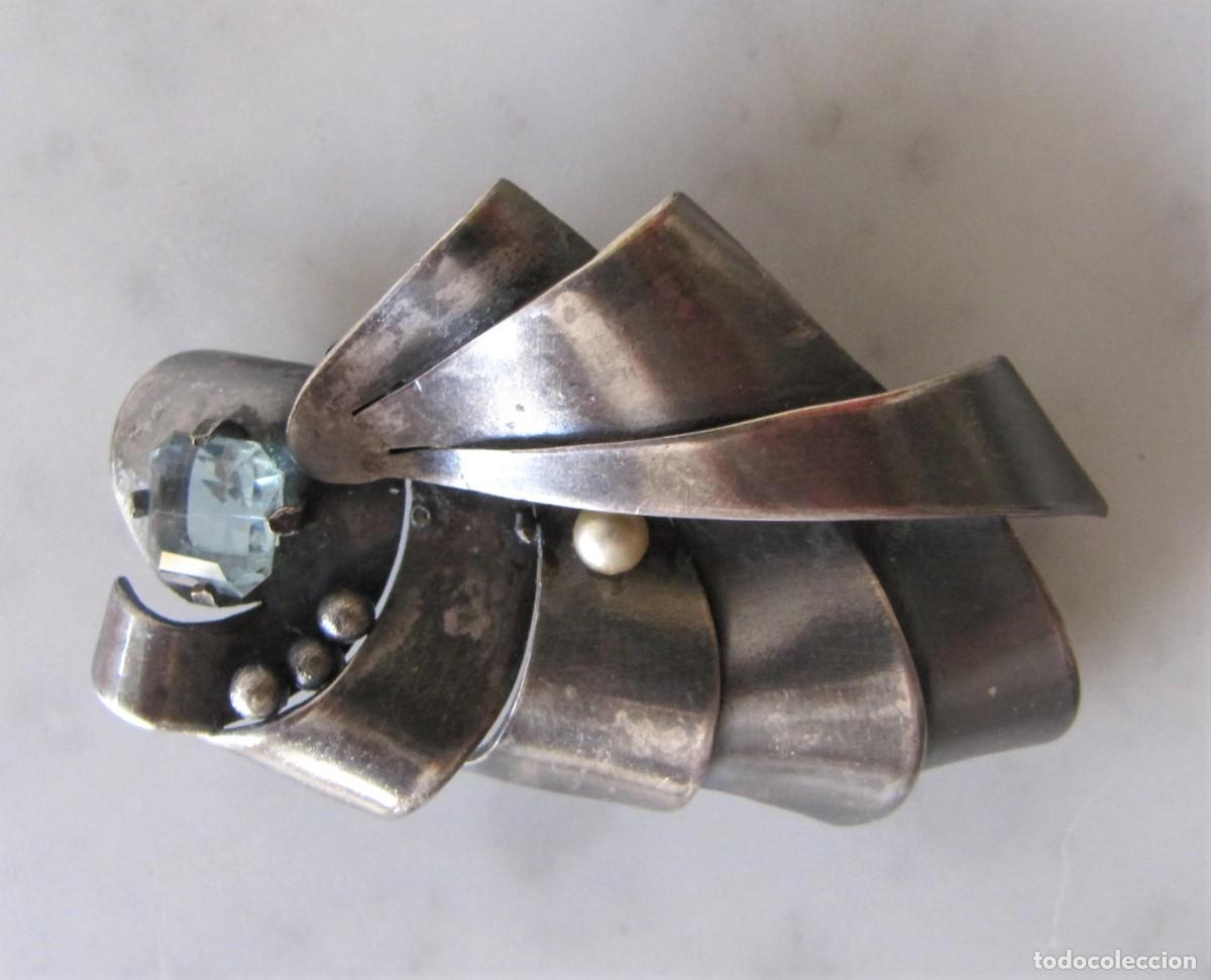 Joyeria: broche de metal plateado Art Deco - Foto 2
