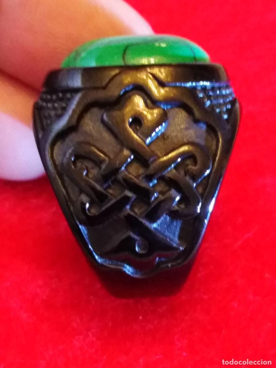 Joyeria: ESPECTACULAR ANILLO GRABADO CON TURQUESA VERDE (SIN USAR) - Foto 3