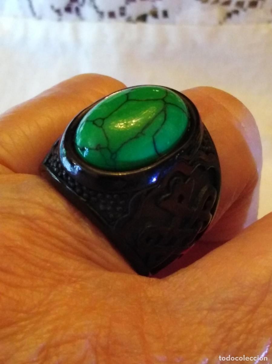 Joyeria: ESPECTACULAR ANILLO GRABADO CON TURQUESA VERDE (SIN USAR) - Foto 5