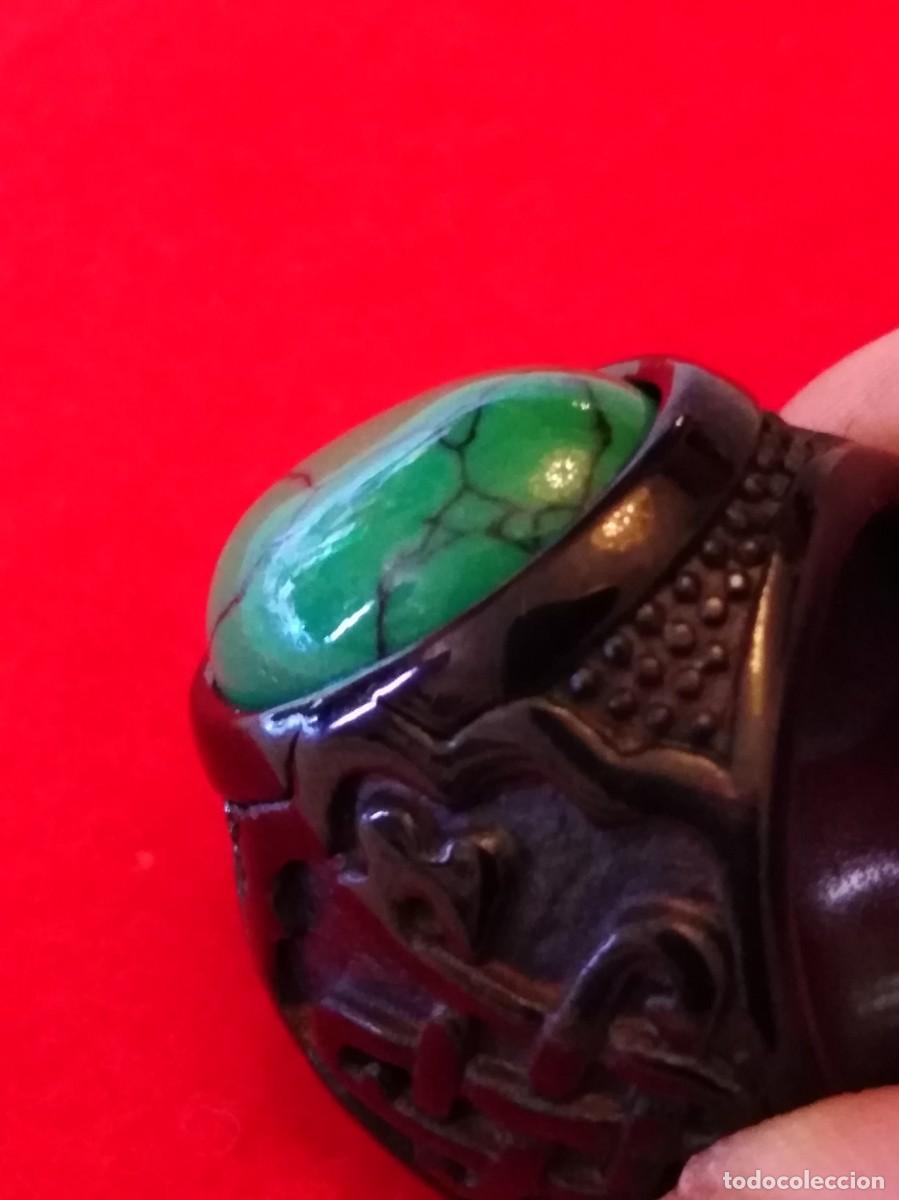 Joyeria: ESPECTACULAR ANILLO GRABADO CON TURQUESA VERDE (SIN USAR) - Foto 6