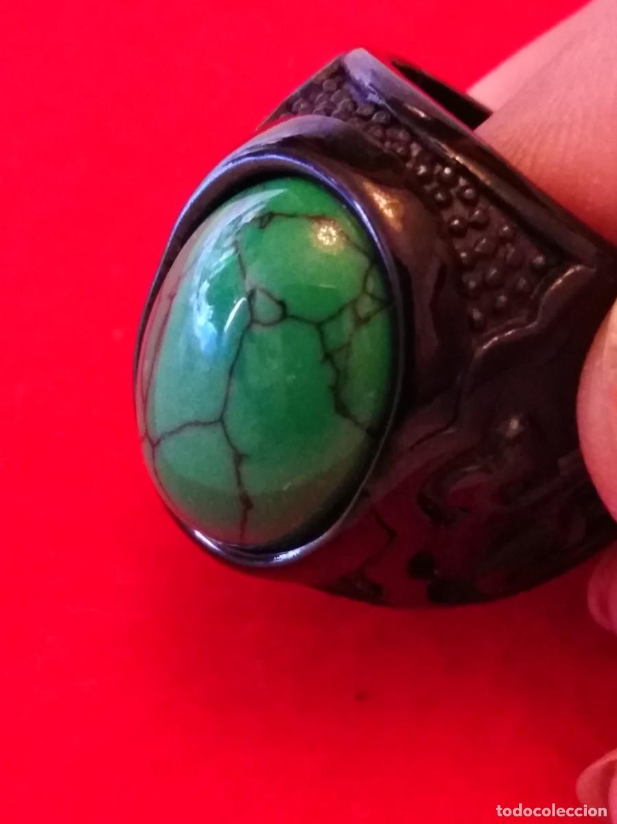 Joyeria: ESPECTACULAR ANILLO GRABADO CON TURQUESA VERDE (SIN USAR) - Foto 7