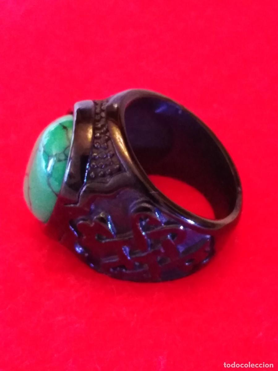 Joyeria: ESPECTACULAR ANILLO GRABADO CON TURQUESA VERDE (SIN USAR) - Foto 8