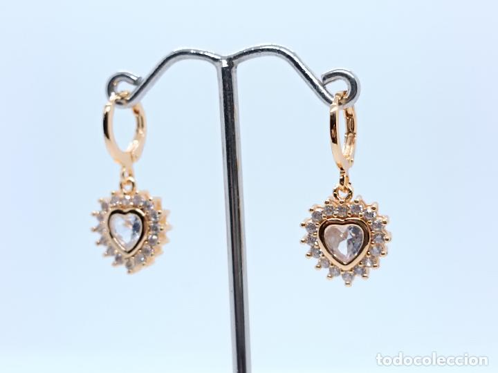 Joyeria: Elegantes pendientes de lujo chapados en oro con forma de coraz&oacute;n. - Foto 4