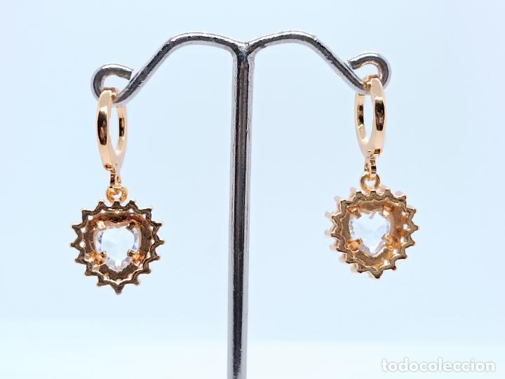 Joyeria: Elegantes pendientes de lujo chapados en oro con forma de coraz&oacute;n. - Foto 5