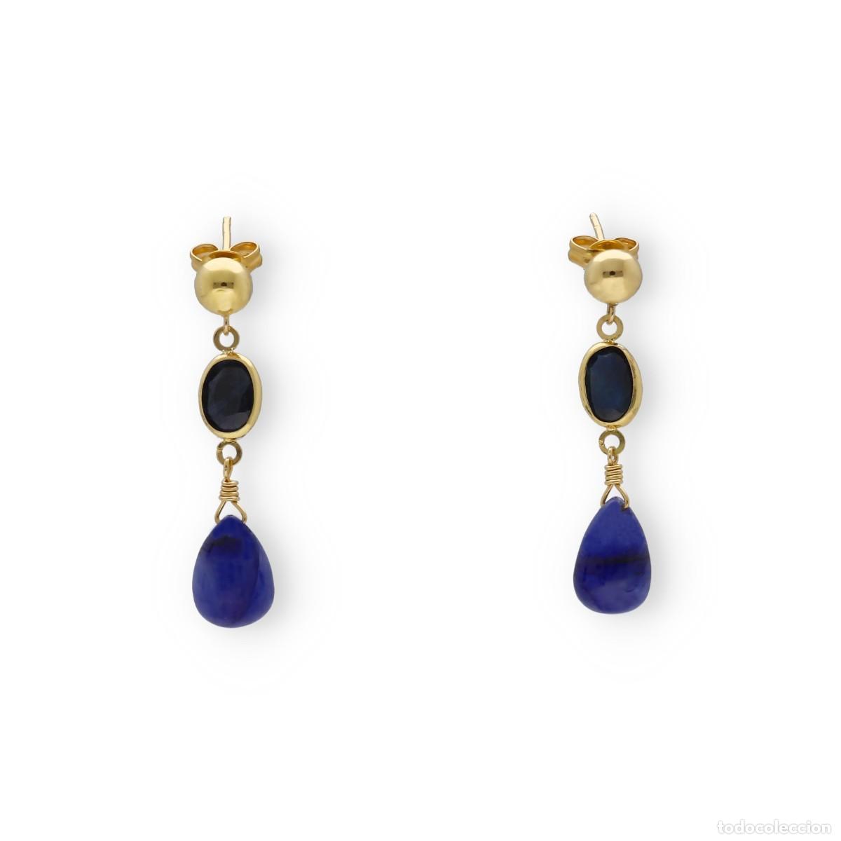 Joyeria: Pendientes de oro amarillo 18k con zafiros - Foto 1