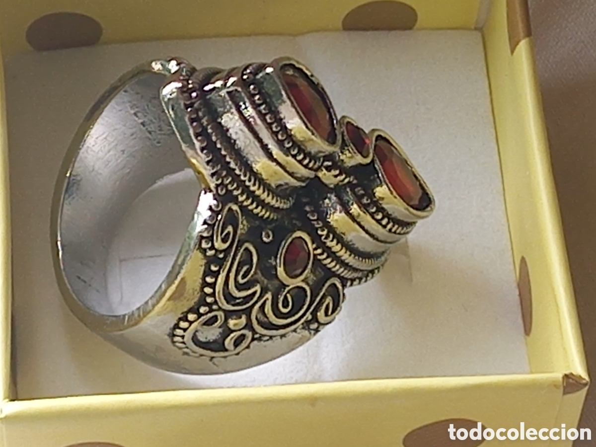 Joyeria: ANILLO DE ESTILO ETNICO ACABADO EN PLATA Y RUBIS CREADOS - Foto 7