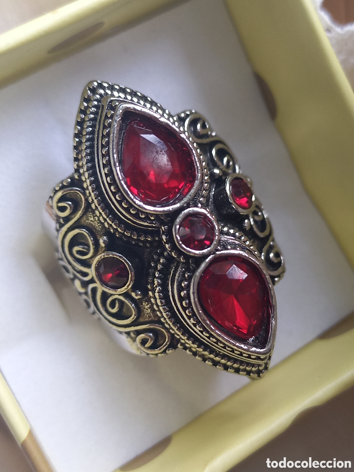 Joyeria: ANILLO DE ESTILO ETNICO ACABADO EN PLATA Y RUBIS CREADOS - Foto 1