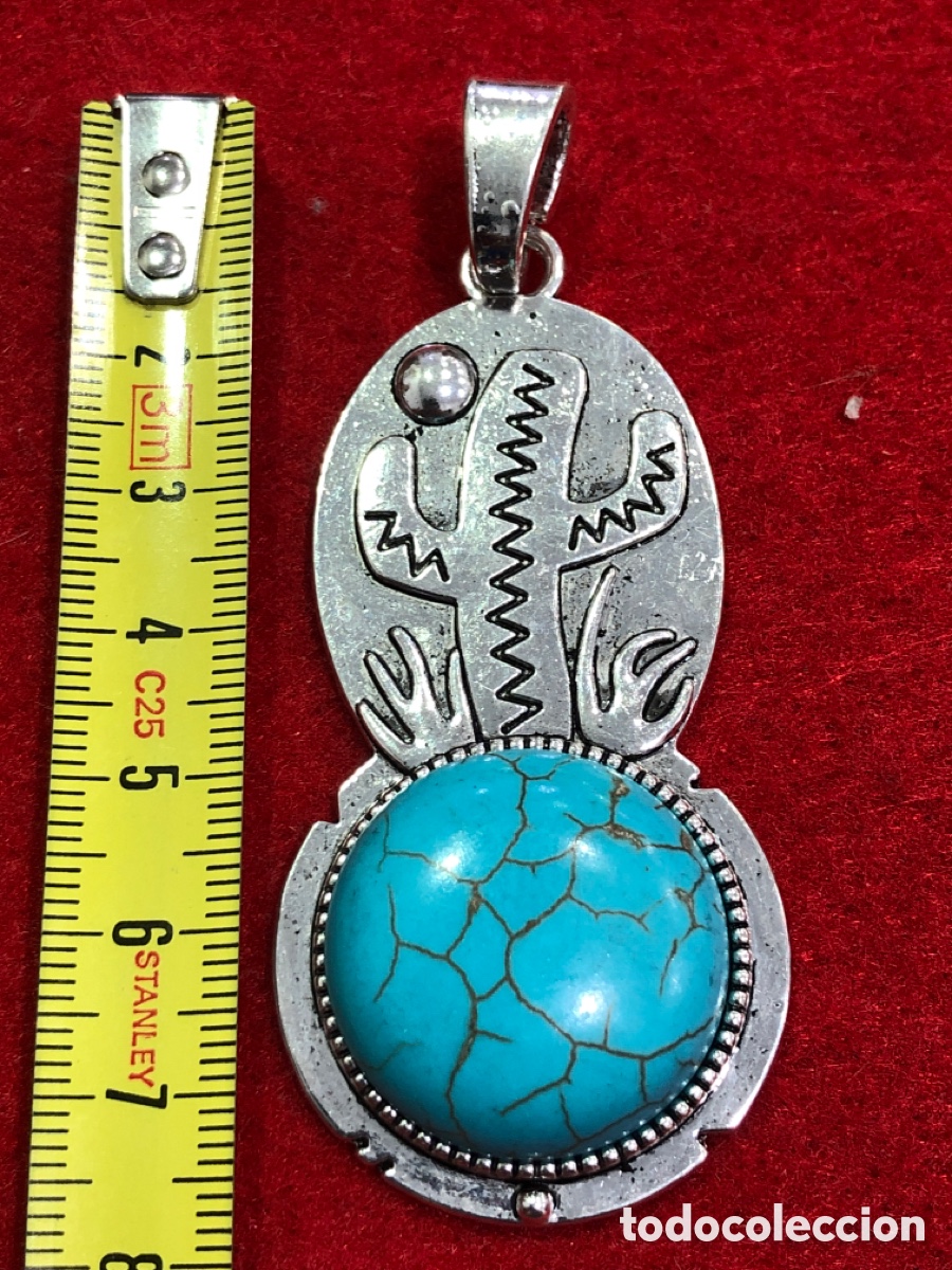 Joyeria: Colgante cactus con piedra simil turquesa (L83) - Foto 1