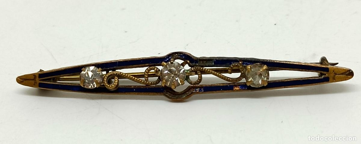Joyeria: Broche del XIX, con esmalte azul. - Foto 1