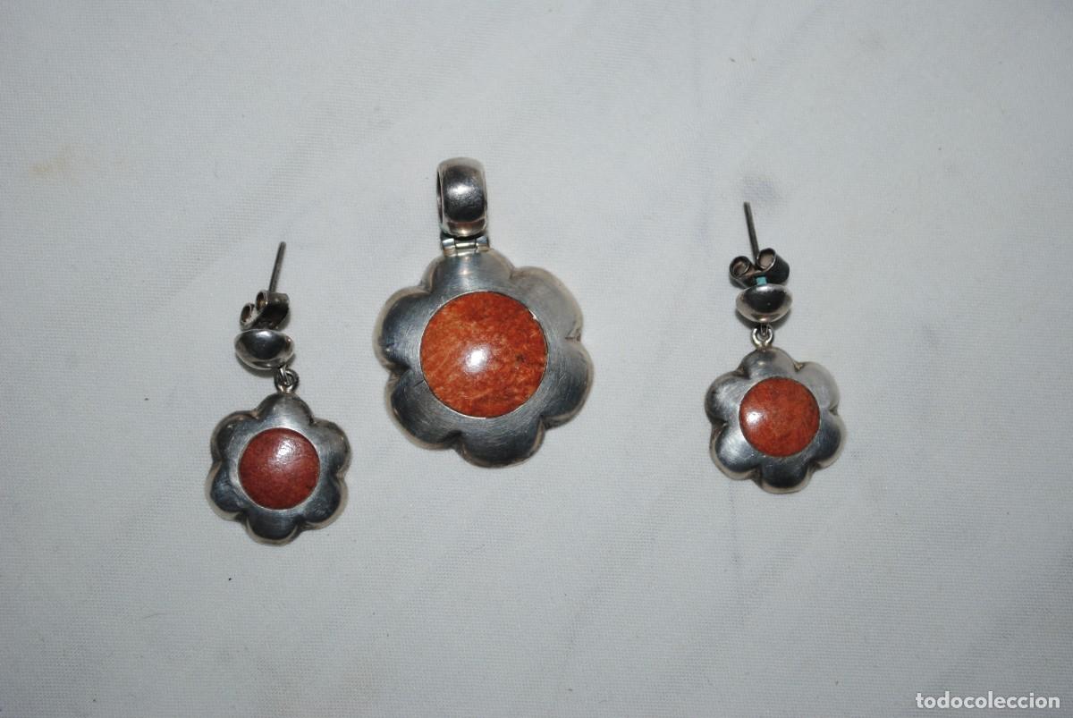 Joaillerie: JUEGO DE PENDIENTES Y COLGANTE DE PLATA PIEDRA NATURAL