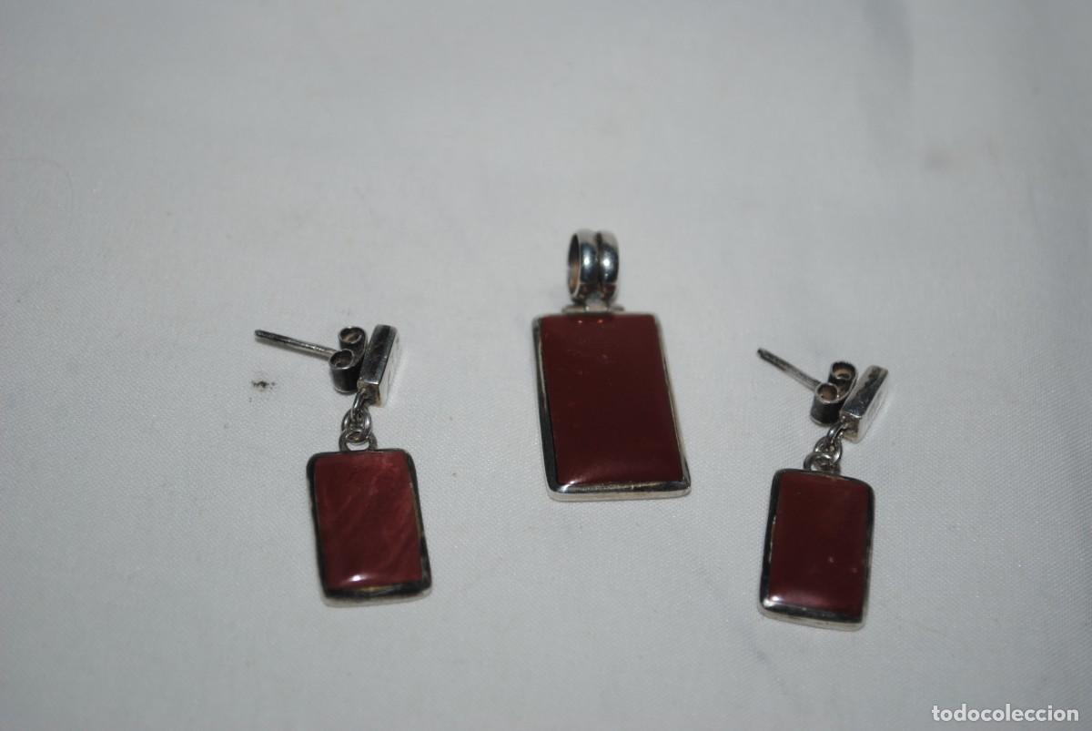 Joaillerie: JUEGO DE COLGANTE Y PENDIENTES DE PLATA , Y PIEDRA NATURAL