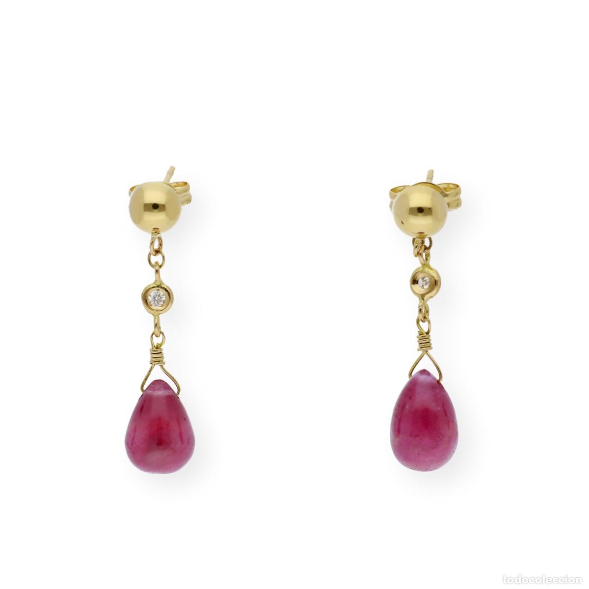 Joyeria: Pendientes de oro 18k con Diamantes y Rub&iacute;es - Foto 1