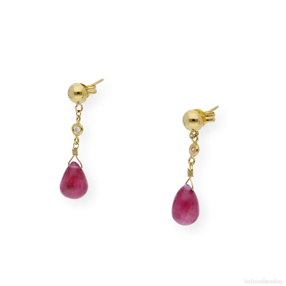Joyeria: Pendientes de oro 18k con Diamantes y Rub&iacute;es - Foto 2