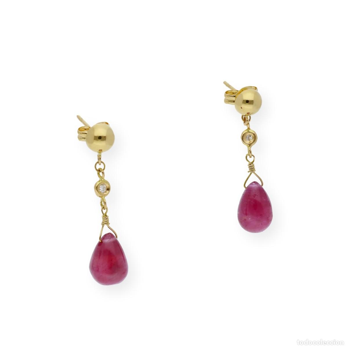 Joyeria: Pendientes de oro 18k con Diamantes y Rub&iacute;es - Foto 3