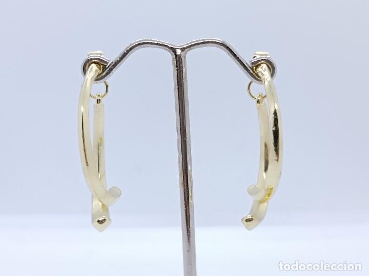 Joyeria: Preciosos pendientes chapados en oro amarillo de sofisticado dise&ntilde;o - Foto 2
