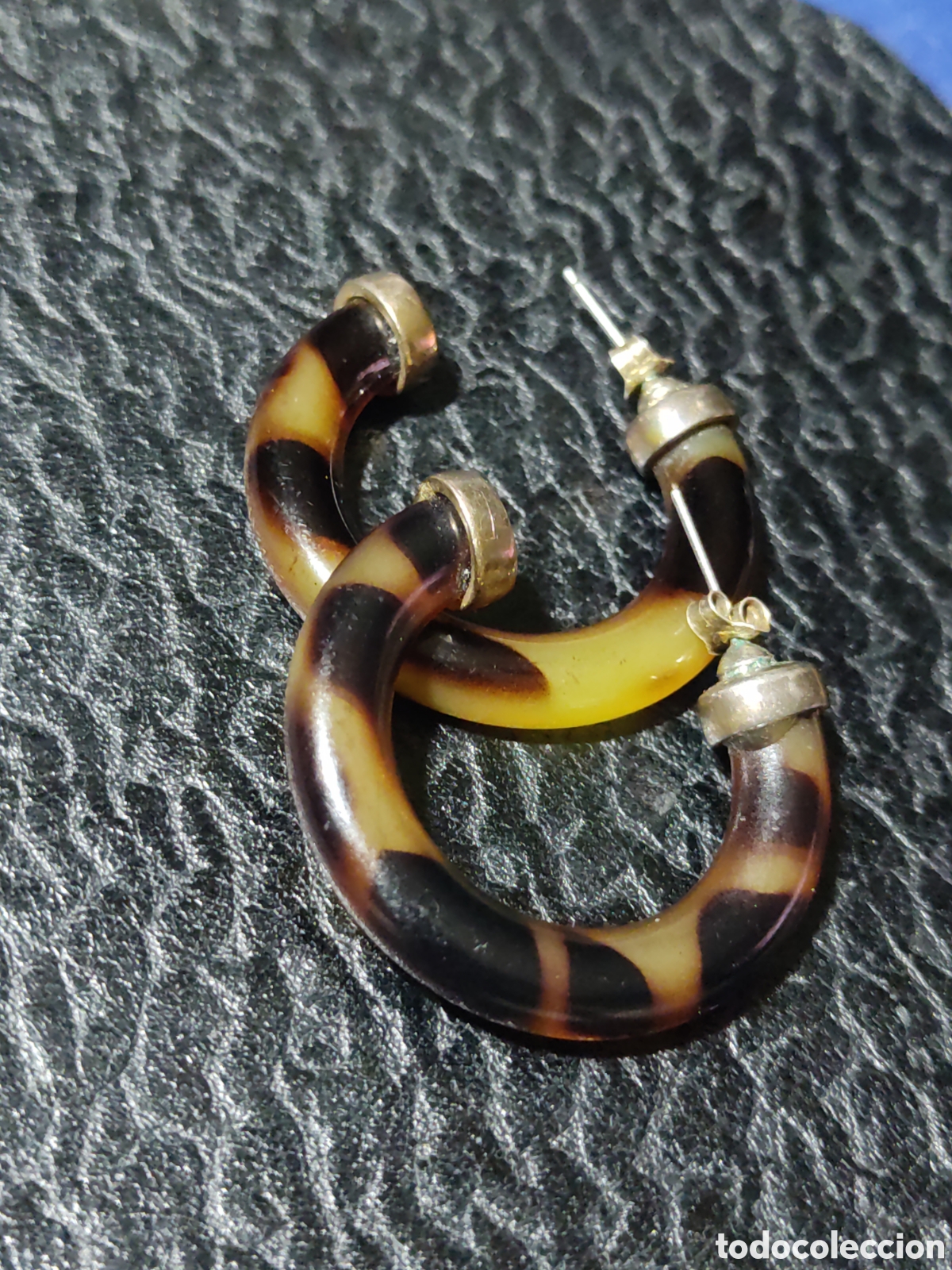 Joyeria: Pendientes aros s&iacute;mil carey, vintage. - Foto 3