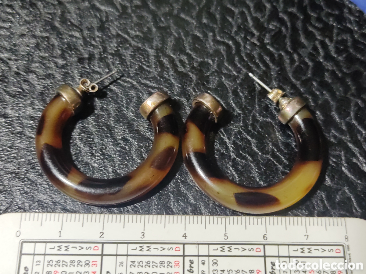 Joyeria: Pendientes aros s&iacute;mil carey, vintage. - Foto 1
