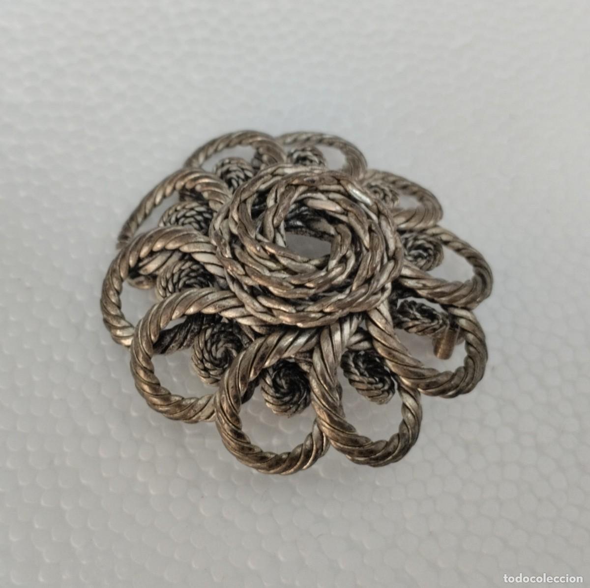Joyeria: Antiguo broche de filigrana en forma de flor - Foto 4