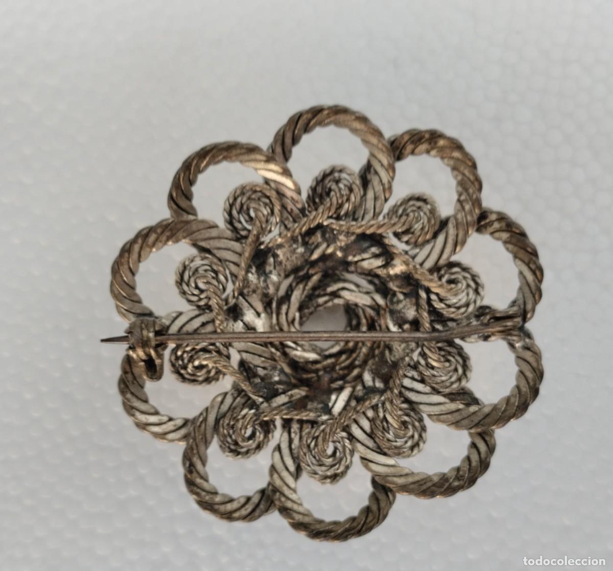 Joyeria: Antiguo broche de filigrana en forma de flor - Foto 6