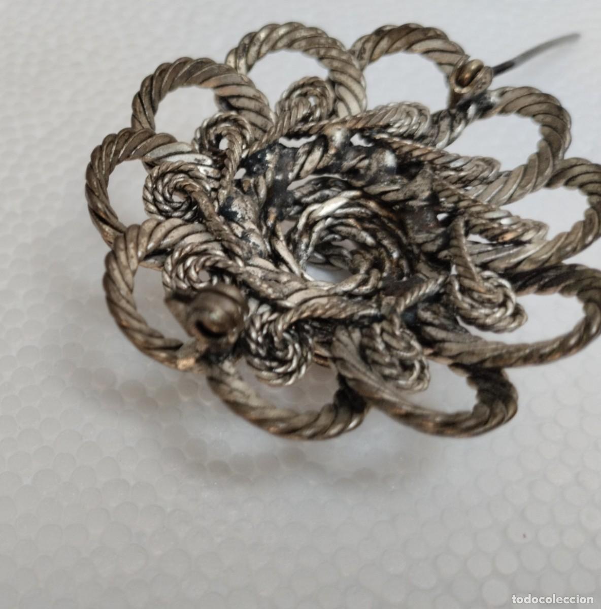 Joyeria: Antiguo broche de filigrana en forma de flor - Foto 8