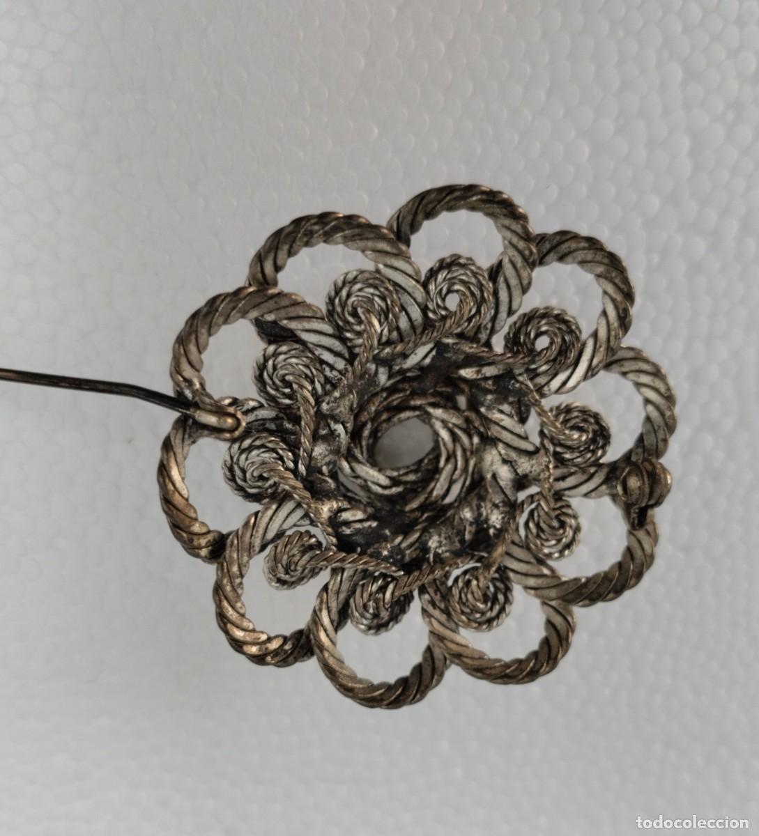 Joyeria: Antiguo broche de filigrana en forma de flor - Foto 9